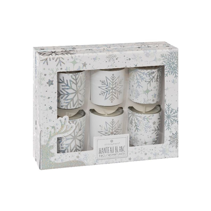 Coffret bougie photophore blanc x6 deco noel de Déco de Noël - Jardinerie Bordeaux et Libourne dans Bougie de Noël et accesso...