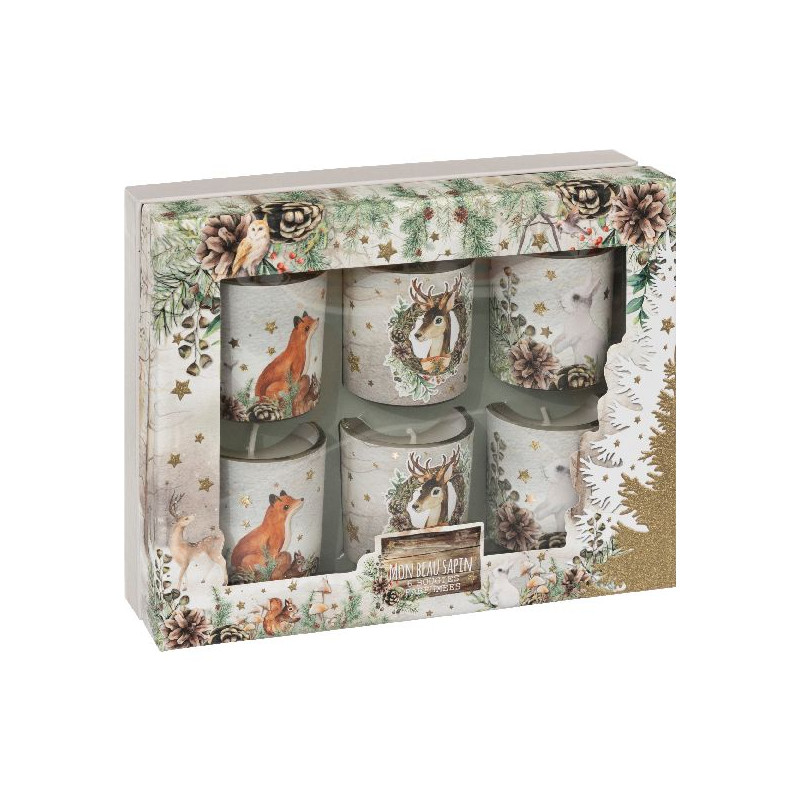 Coffret bougie cannelle/bergamote x6 deco noel de Déco de Noël - Jardinerie Bordeaux et Libourne dans Bougie de Noël et acces...