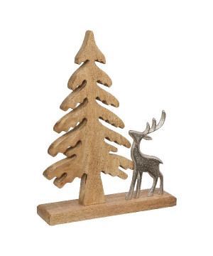 Sapin avec renne bois metal 40cm deco de noel de Déco de Noël - Jardinerie Bordeaux et Libourne dans 🌲Sapin de Noël artificiel