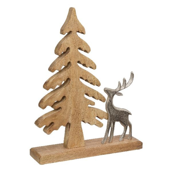 Sapin avec renne bois metal 40cm deco de noel de Déco de Noël - Jardinerie Bordeaux et Libourne dans 🌲Sapin de Noël artificiel