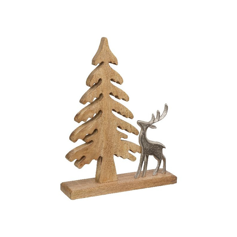 Sapin avec renne bois metal 40cm deco de noel de Déco de Noël - Jardinerie Bordeaux et Libourne dans 🌲Sapin de Noël artificiel