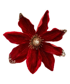Fleur magnolia rouge 22cm decoration noel de Déco de Noël - Jardinerie Bordeaux et Libourne dans 🎄Déco de sapin