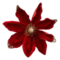 Fleur magnolia rouge 22cm decoration noel de Déco de Noël - Jardinerie Bordeaux et Libourne dans 🎄Déco de sapin