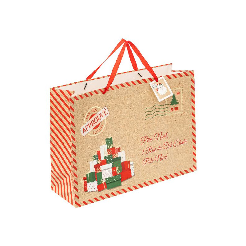 Sac cadeau cher pere noel gm decoration noel de Déco de Noël - Jardinerie Bordeaux et Libourne dans Emballages pour Noël