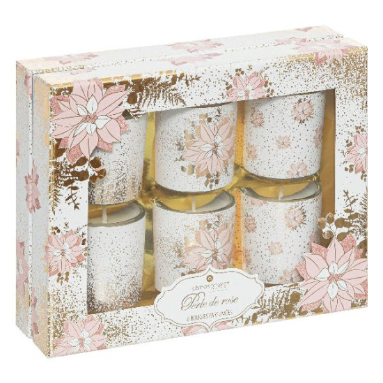 Bougie parfume photophore x6 rose deco noel de Déco de Noël - Jardinerie Bordeaux et Libourne dans Bougie de Noël et accessoires