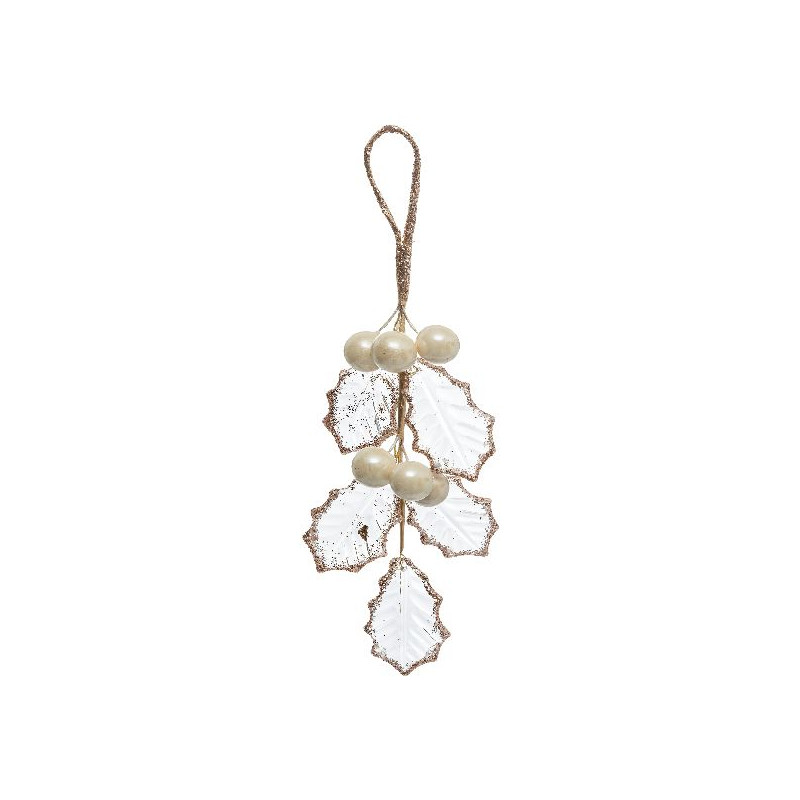 Branche houx or/rose 20cm decoration de noel de Déco de Noël - Jardinerie Bordeaux et Libourne dans 🎄Décoration de Noël