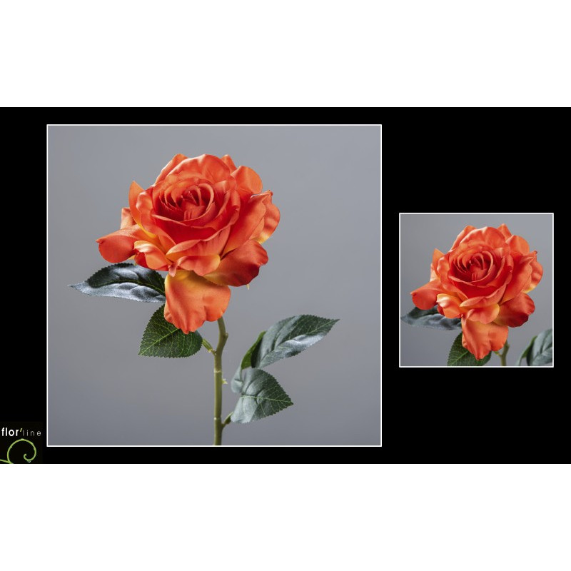 Tige rose ouverte 52cm orange de Fleur artificielle dans Fleur artificielle
