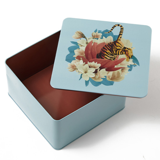Boite carree tiger flower en metal 17.7x10.2cm de Gangzai dans Boites