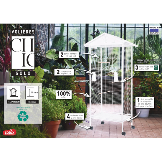 Voliere chic solo noir de Zolux - Produit pour animaux dans Volieres pour oiseaux