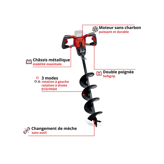 Tarière sans fil ge-ea 18/150 li bl-solo de Einhell - tondeuse et outil à batterie dans Outils à moteur pour le jardin