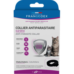 Collier icaridine chat noir de Francodex - anti puce et soin pour chien et chat dans Puces et tiques pour chats
