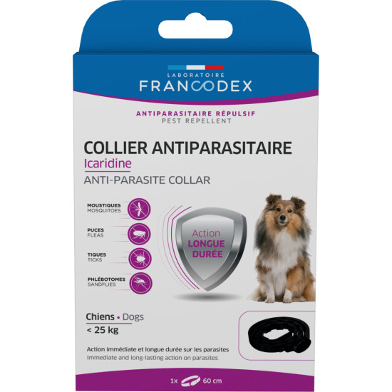 Collier icaridine chien noir de Francodex - anti puce et soin pour chien et chat dans Puces et tiques pour chiens