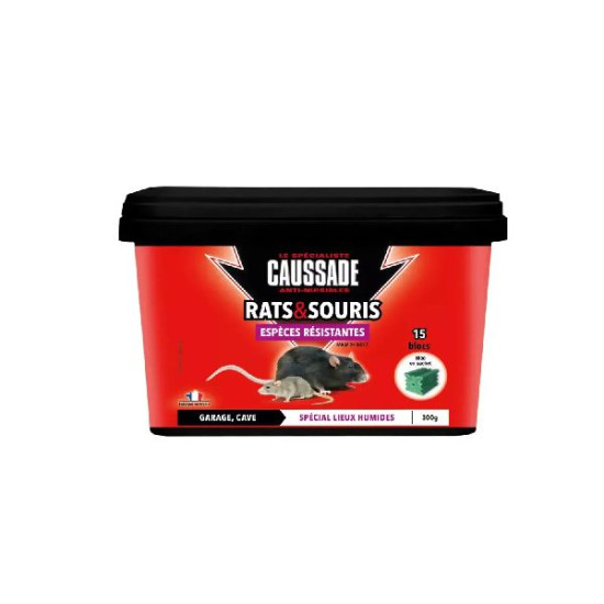Rats souris blocs espèces résistantes seau 300g de Caussade - anti rats et souris dans 🐁 Raticide / souricide