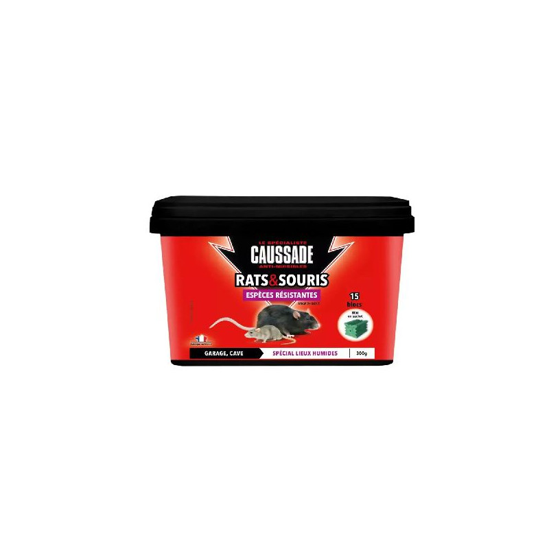 Rats souris blocs espèces résistantes seau 300g de Caussade - anti rats et souris dans 🐁 Raticide / souricide