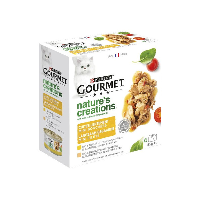 Gourmet nature's creation poulet dinde - 8x85g de Animalerie Libourne et Bordeaux - Gironde dans Patees pour chats