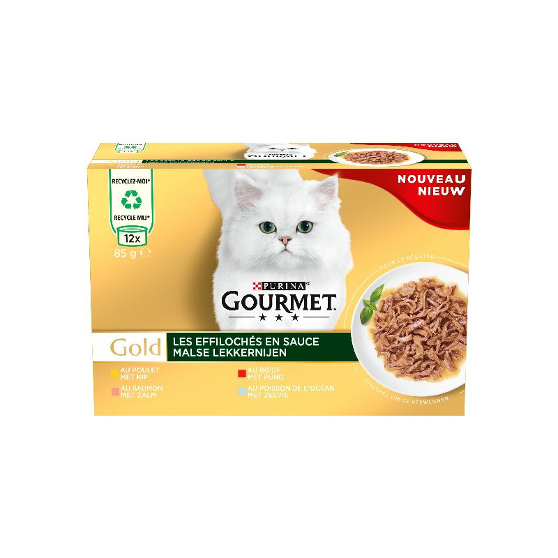 Gourmet gold les effilochés en sauce 12x85g de Animalerie Libourne et Bordeaux - Gironde dans Patees pour chats