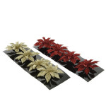 Poinsettia sur clip a paillettes or rouge x4 de Kaemingk - deco de la maison dans 🎄Déco de sapin