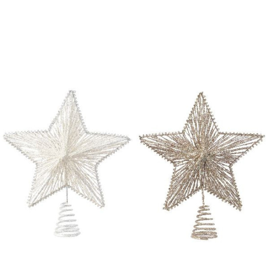 Cimier etoile blanc hiver/champagne h25 de Kaemingk - deco de la maison dans 🎄Déco de sapin