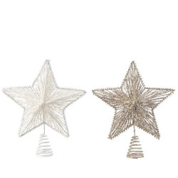 Cimier etoile blanc hiver/champagne h25 de Kaemingk - deco de la maison dans 🎄Déco de sapin