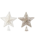 Cimier etoile blanc hiver/champagne h25 de Kaemingk - deco de la maison dans 🎄Déco de sapin
