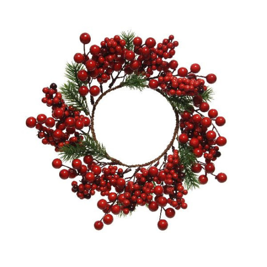 Couronne baies. branches de sapin couleur rouge de Kaemingk - deco de la maison dans ❄️Couronne de Noël