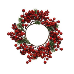 Couronne baies. branches de sapin couleur rouge de Kaemingk - deco de la maison dans ❄️Couronne de Noël