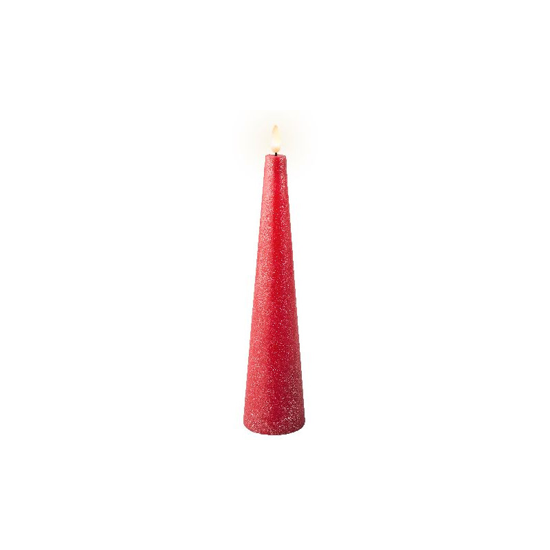 Bougie avec mèche à led en forme de cone rouge de Déco de Noël - Jardinerie Bordeaux et Libourne dans Bougie de Noël et acces...