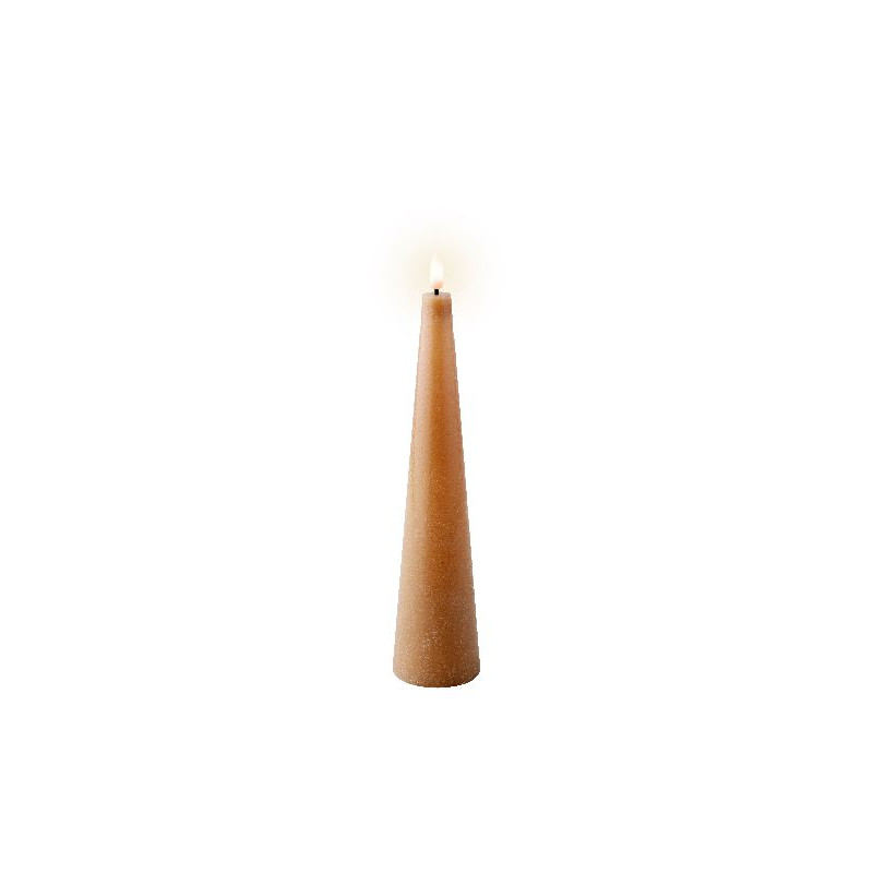 Bougie avec mèche à led en forme de cone brun de Déco de Noël - Jardinerie Bordeaux et Libourne dans Bougie de Noël et access...