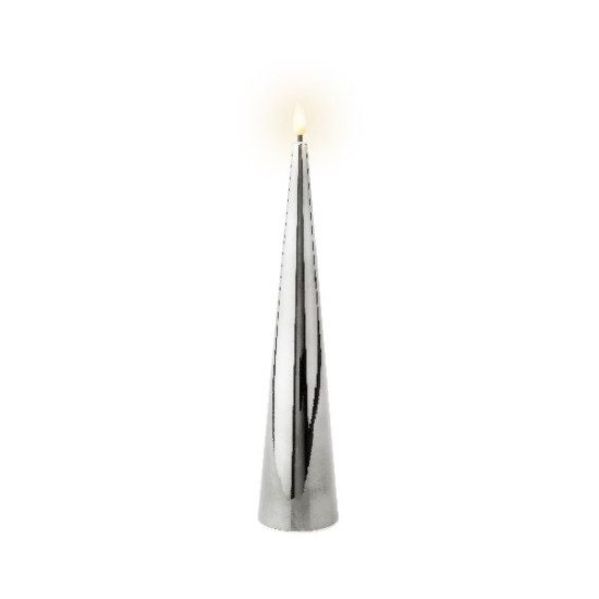 Bougie avec mèche à led en forme de cone argent de Déco de Noël - Jardinerie Bordeaux et Libourne dans Bougie de Noël et acce...
