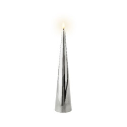 Bougie avec mèche à led en forme de cone argent de Déco de Noël - Jardinerie Bordeaux et Libourne dans Bougie de Noël et acce...