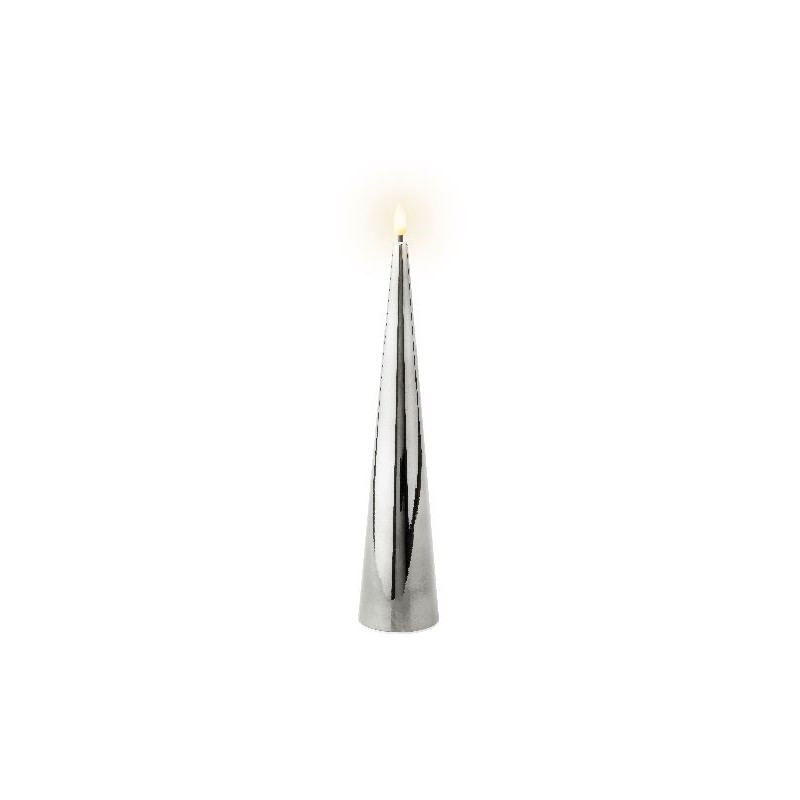 Bougie avec mèche à led en forme de cone argent de Déco de Noël - Jardinerie Bordeaux et Libourne dans Bougie de Noël et acce...