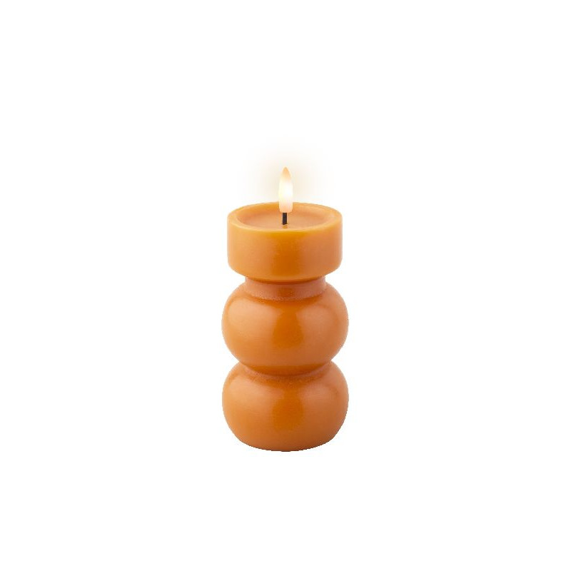 Bougie avec mèche à led forme de vase orange de Déco de Noël - Jardinerie Bordeaux et Libourne dans Bougie de Noël et accesso...