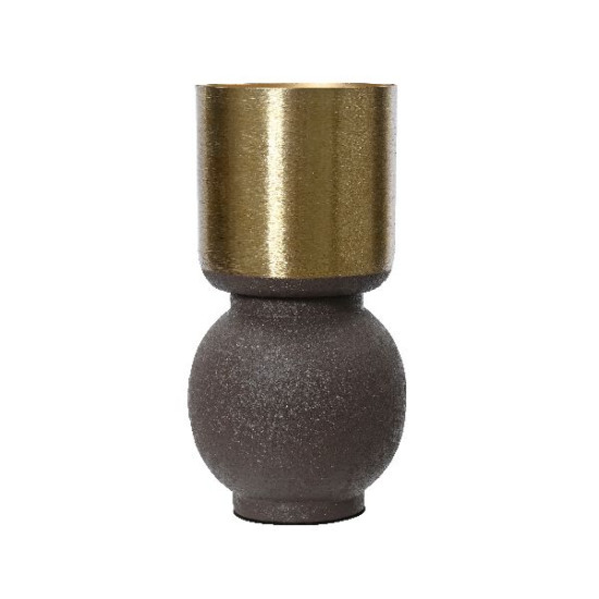 Pot en fer brun fonce dia41 h47cm de Déco de Noël - Jardinerie Bordeaux et Libourne dans 🍽️Décoration de table de Noël