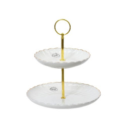 Etagere en porcelaine rond brillant bord or de Déco de Noël - Jardinerie Bordeaux et Libourne dans 🍽️Décoration de table de Noël