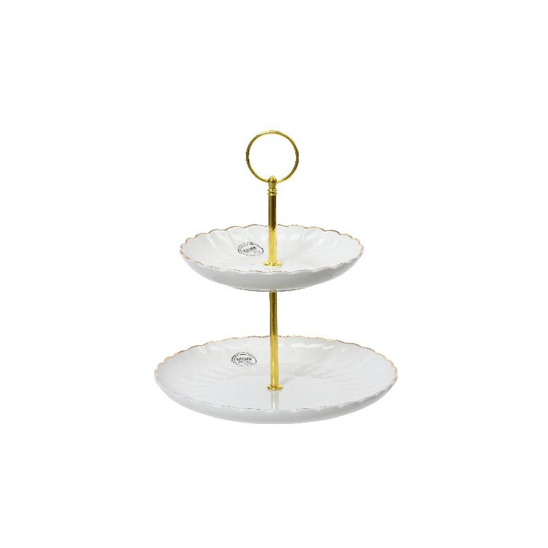 Etagere en porcelaine rond brillant bord or de Déco de Noël - Jardinerie Bordeaux et Libourne dans 🍽️Décoration de table de Noël