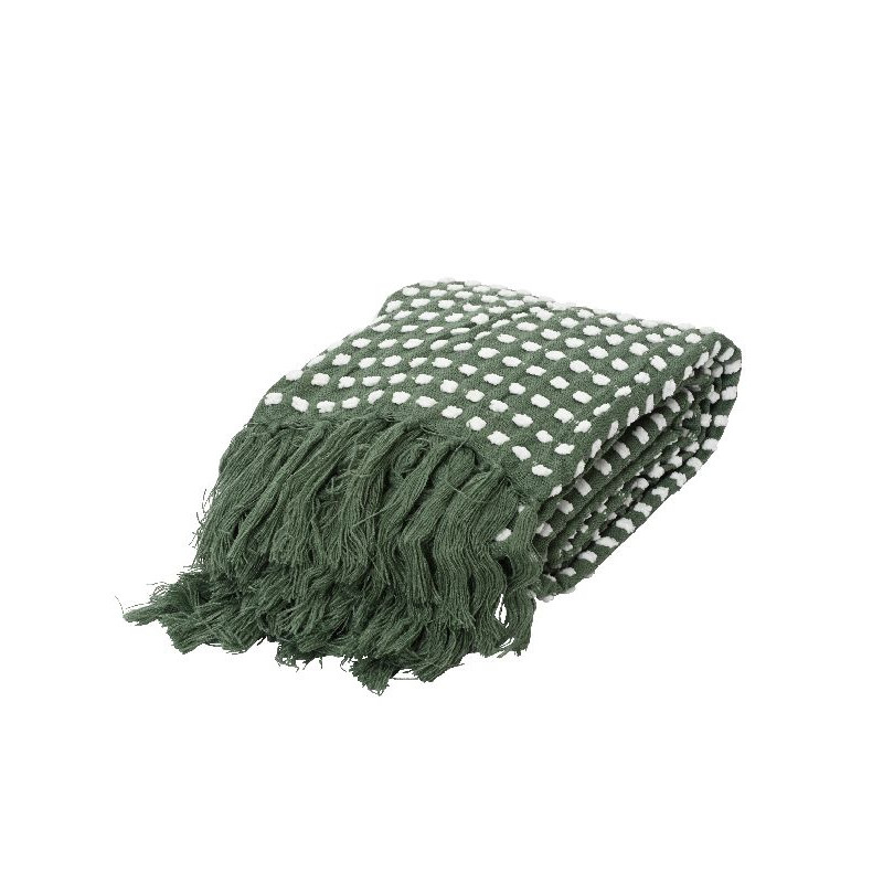 Plaid en acrylique a carreaux avec franges vert de Déco de Noël - Jardinerie Bordeaux et Libourne dans Plaids