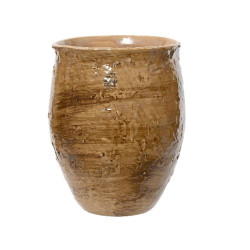Vase faience glacis reactif brun h27.5cm de Déco de Noël - Jardinerie Bordeaux et Libourne dans 🍽️Décoration de table de Noël