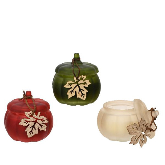 Bougie de paraffine forme citrouille 3coloris de Déco de Noël - Jardinerie Bordeaux et Libourne dans 🍽️Décoration de table de...