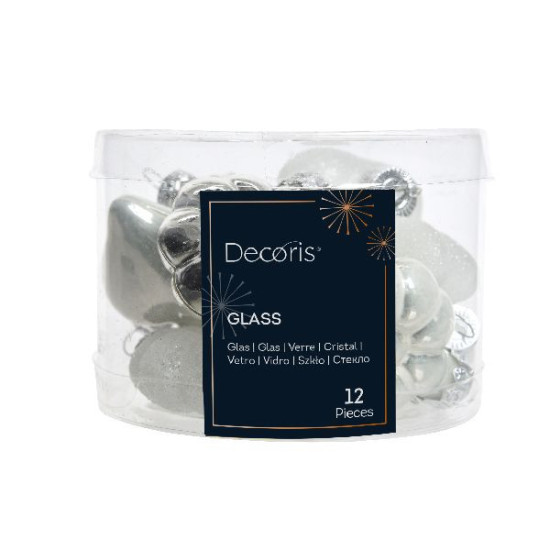 Figurine de verre mix blanc/argent x12 noël de Déco de Noël - Jardinerie Bordeaux et Libourne dans 🎅Figurine de Noël