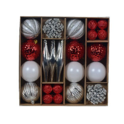 Boite mix rouge noel/blanc hiver/argent x46 de Déco de Noël - Jardinerie Bordeaux et Libourne dans 🎄Déco de sapin