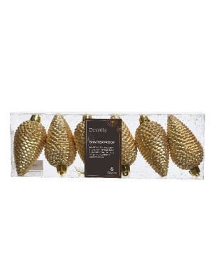 Pomme de pin incassable paillette or clair d4.5 de Déco de Noël - Jardinerie Bordeaux et Libourne dans 🎄Déco de sapin