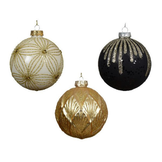 Boule en verre sequin blanc laine/couleur d10cm de Déco de Noël - Jardinerie Bordeaux et Libourne dans Boule pour sapin de Noël