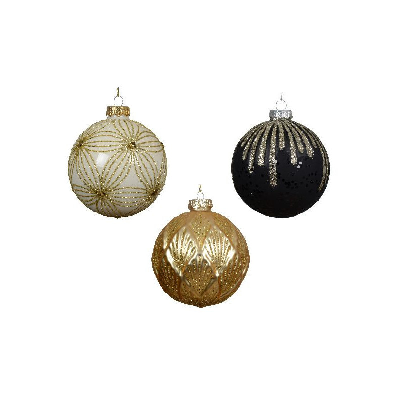 Boule en verre sequin blanc laine/couleur d10cm de Déco de Noël - Jardinerie Bordeaux et Libourne dans Boule pour sapin de Noël