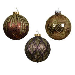 Boule de verre sequins brun/couleur d10cm de Déco de Noël - Jardinerie Bordeaux et Libourne dans Boule pour sapin de Noël
