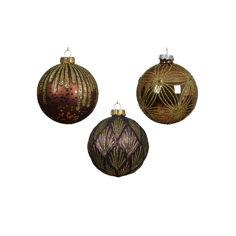 Boule de verre sequins brun/couleur d10cm de Déco de Noël - Jardinerie Bordeaux et Libourne dans Boule pour sapin de Noël