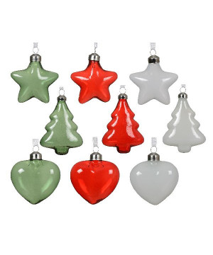 Ornement en verre rouge/vert/blanc h10cm noël de Déco de Noël - Jardinerie Bordeaux et Libourne dans 🎄Déco de sapin