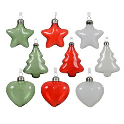 Ornement en verre rouge/vert/blanc h10cm noël de Déco de Noël - Jardinerie Bordeaux et Libourne dans 🎄Déco de sapin