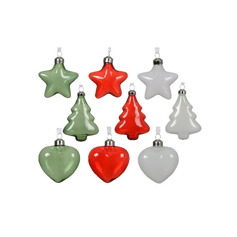 Ornement en verre rouge/vert/blanc h10cm noël de Déco de Noël - Jardinerie Bordeaux et Libourne dans 🎄Déco de sapin