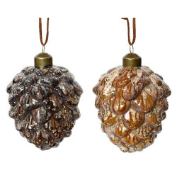 Pomme de pin verre rouge cuivre/espresso h10cm de Déco de Noël - Jardinerie Bordeaux et Libourne dans 🎄Déco de sapin