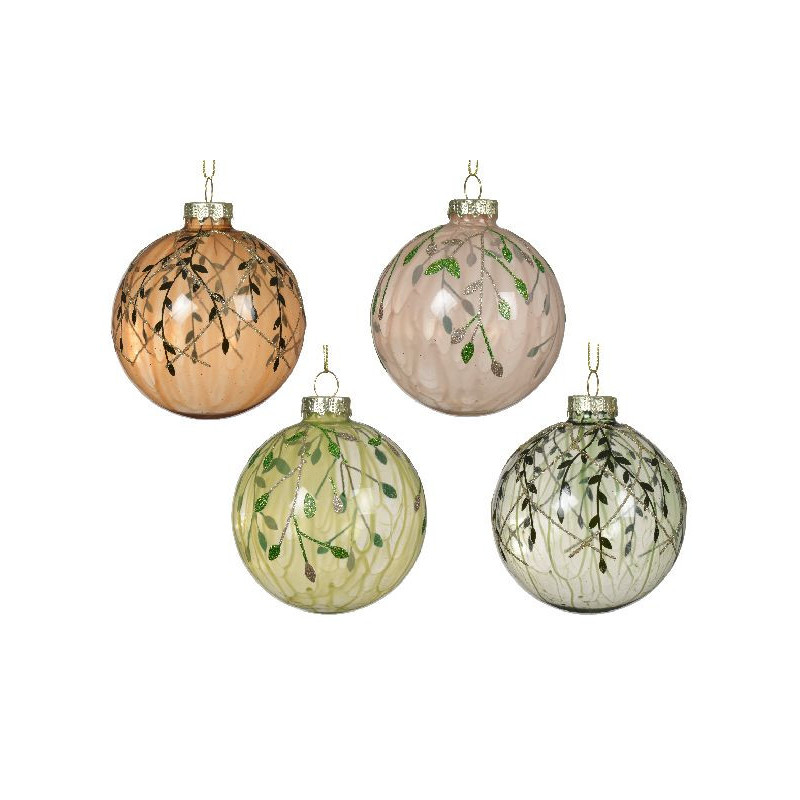 Boule en verre transparente a/branches 4col d8 de Déco de Noël - Jardinerie Bordeaux et Libourne dans Boule pour sapin de Noël